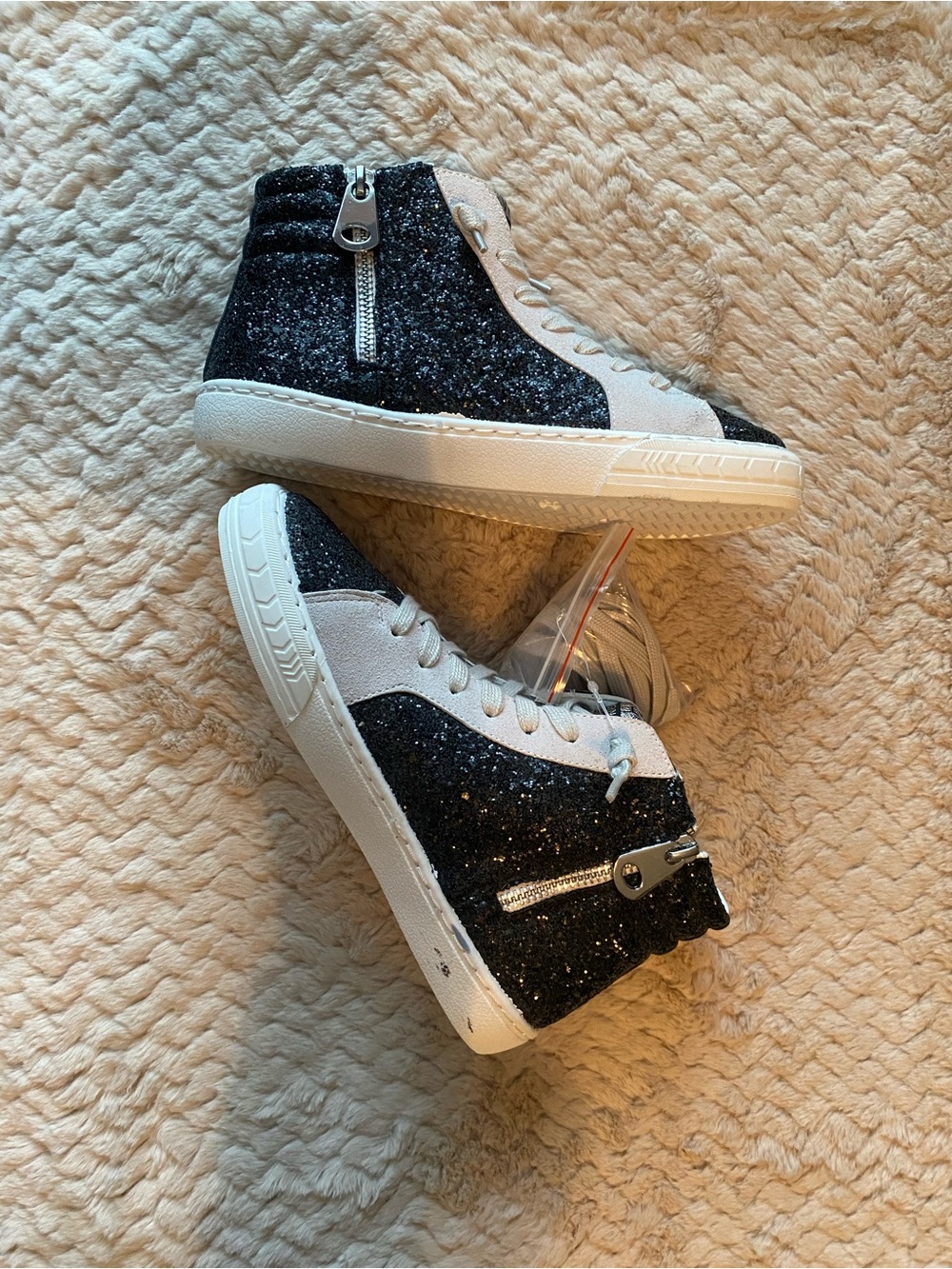 Vintage Havana NWOT  Black Glitter High-Top Sneaker with Gray Trim
